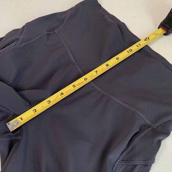 Lululemon Wunder Under Crop Leggings Womens 6 Dark Gray Lace Trim Mesh‎ Luxtreme - Picture 9 of 10